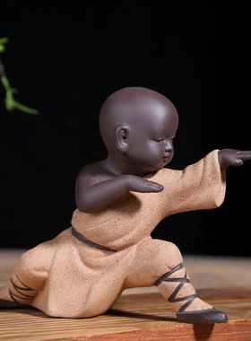 新中式风功夫小和尚书房装饰摆件