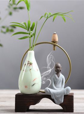 客厅复古风陶瓷无相手绘花瓶