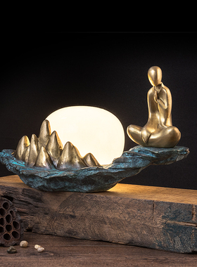 纯铜会所书房新中式风软装工艺品