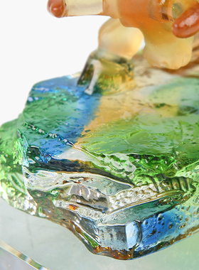 运势如虹牛琉璃摆件公司开业礼品