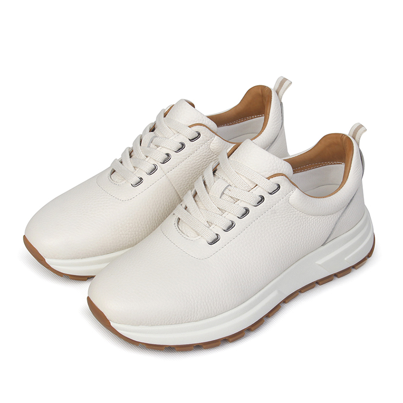 男款小白鞋头层牛皮2025新款春秋轻便减震真皮软底白色休闲运动鞋 - 图3