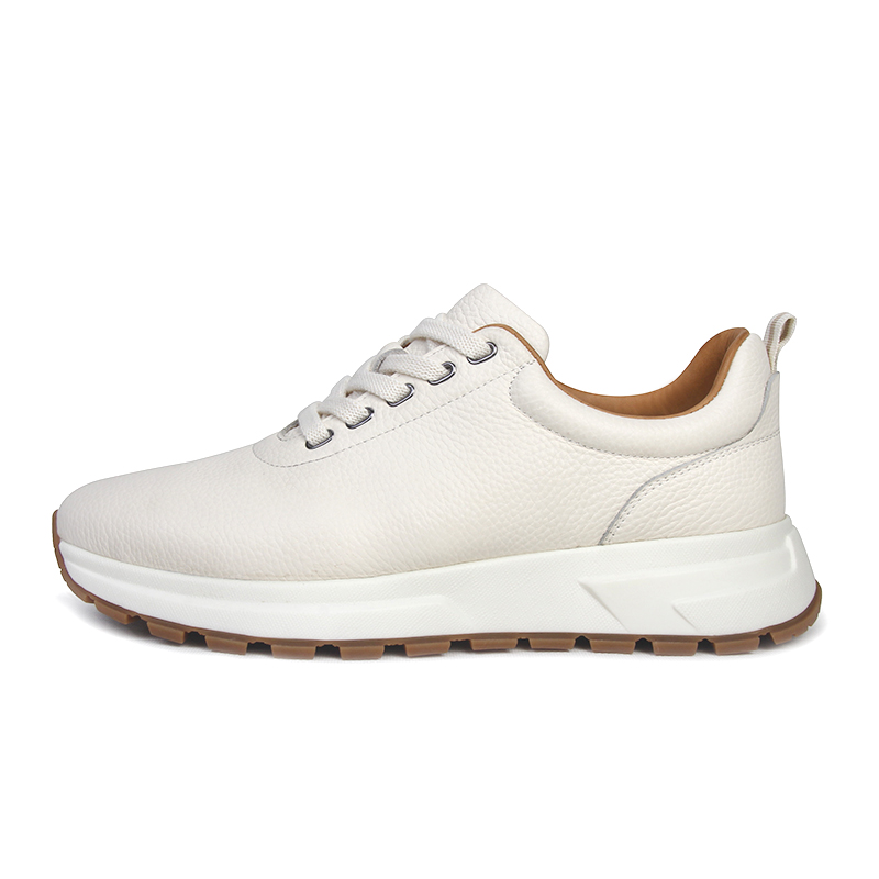 男款小白鞋头层牛皮2025新款春秋轻便减震真皮软底白色休闲运动鞋 - 图1