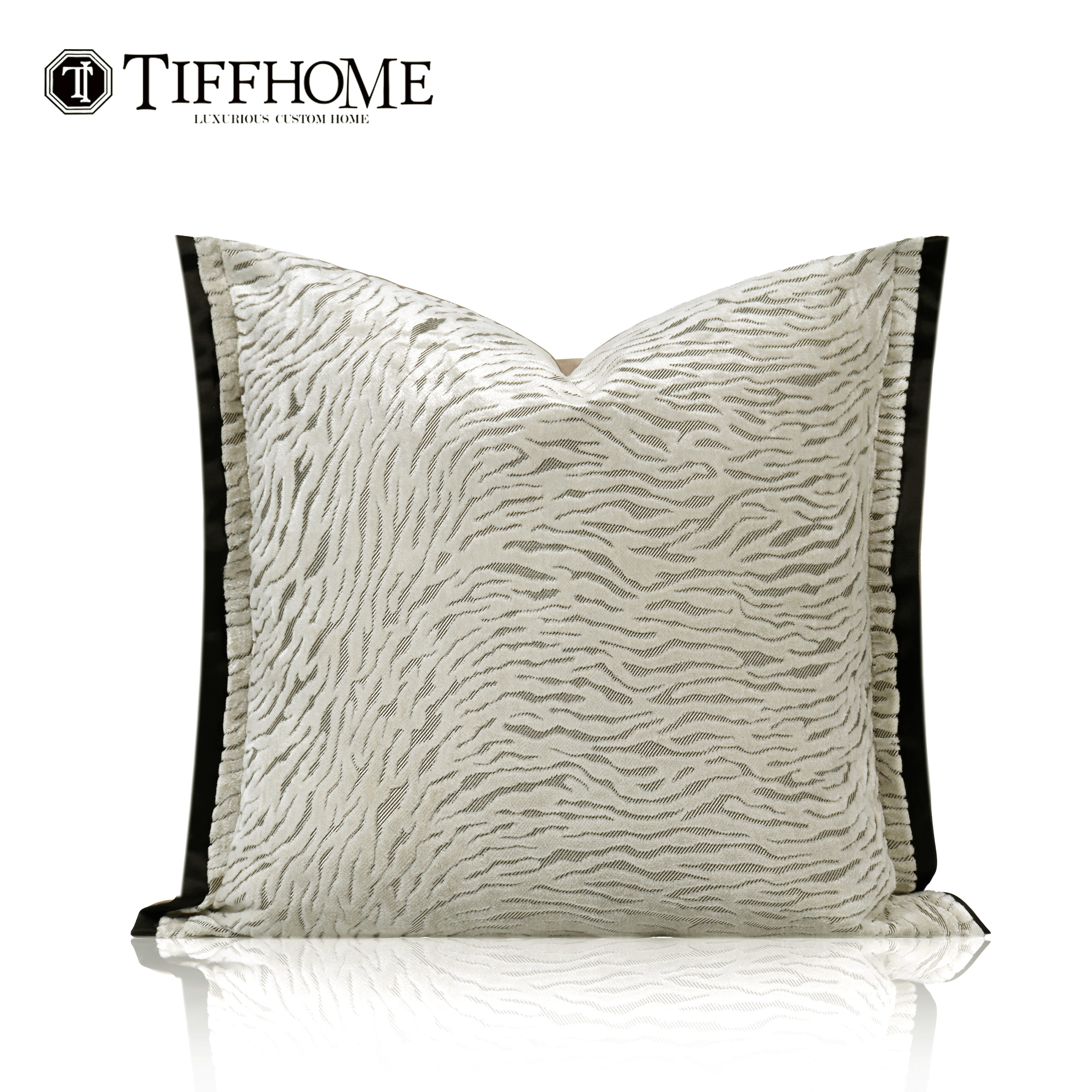 蒂芙家居割绒香槟米色高档奢华条纹抱枕别墅样板间沙发腰枕靠垫套 - 图2