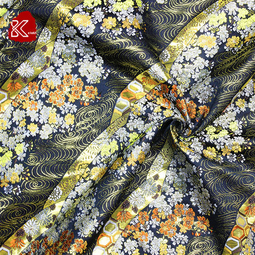 出口日本和风布西阵织金襕织物 宽织锦缎枝上樱花金丝织手工腰带 - 图2