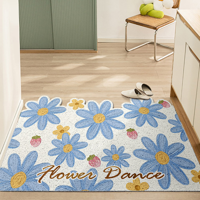 清新花朵入户门地垫门垫丝圈玄关除尘防滑大门口家用可裁剪脚垫子,淘宝优惠券,粉丝福利购,淘宝优惠卷