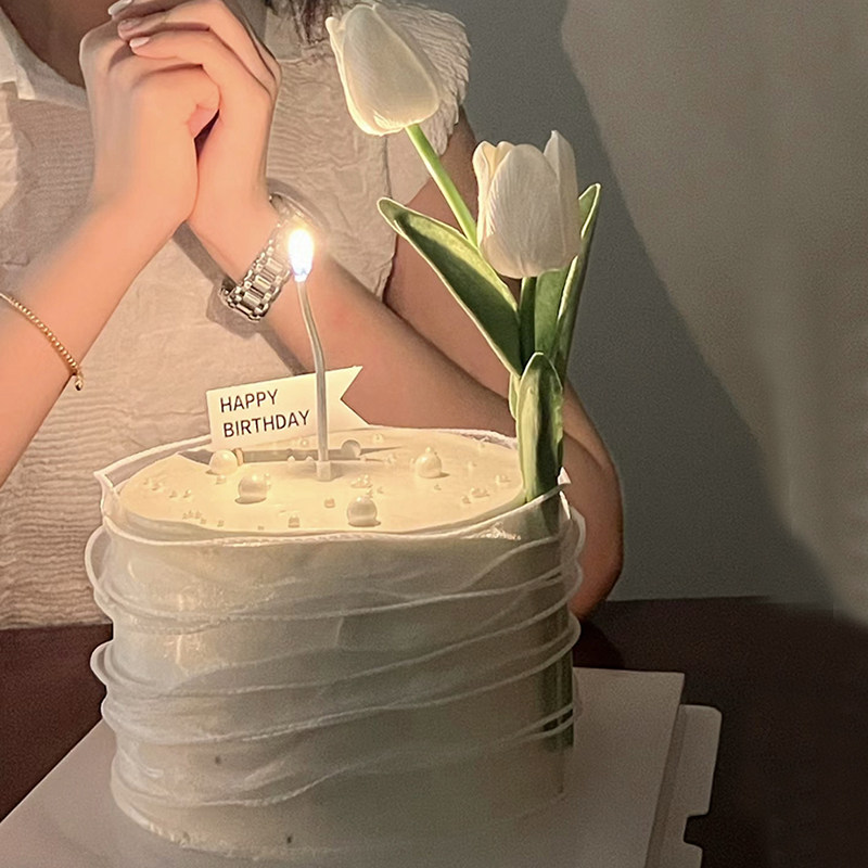 女神节极简风丝带郁金香仿真花束插件母亲节仙女妈妈甜品插件装饰,淘宝优惠券,粉丝福利购,淘宝优惠卷