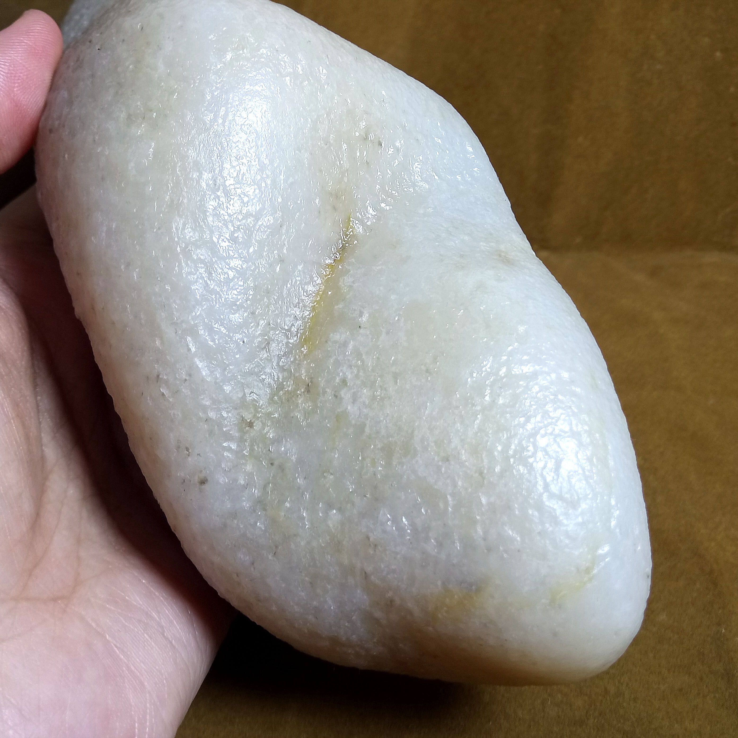 新疆和田白玉戈壁料原石大块精品带证书摆件完整戈壁料930g