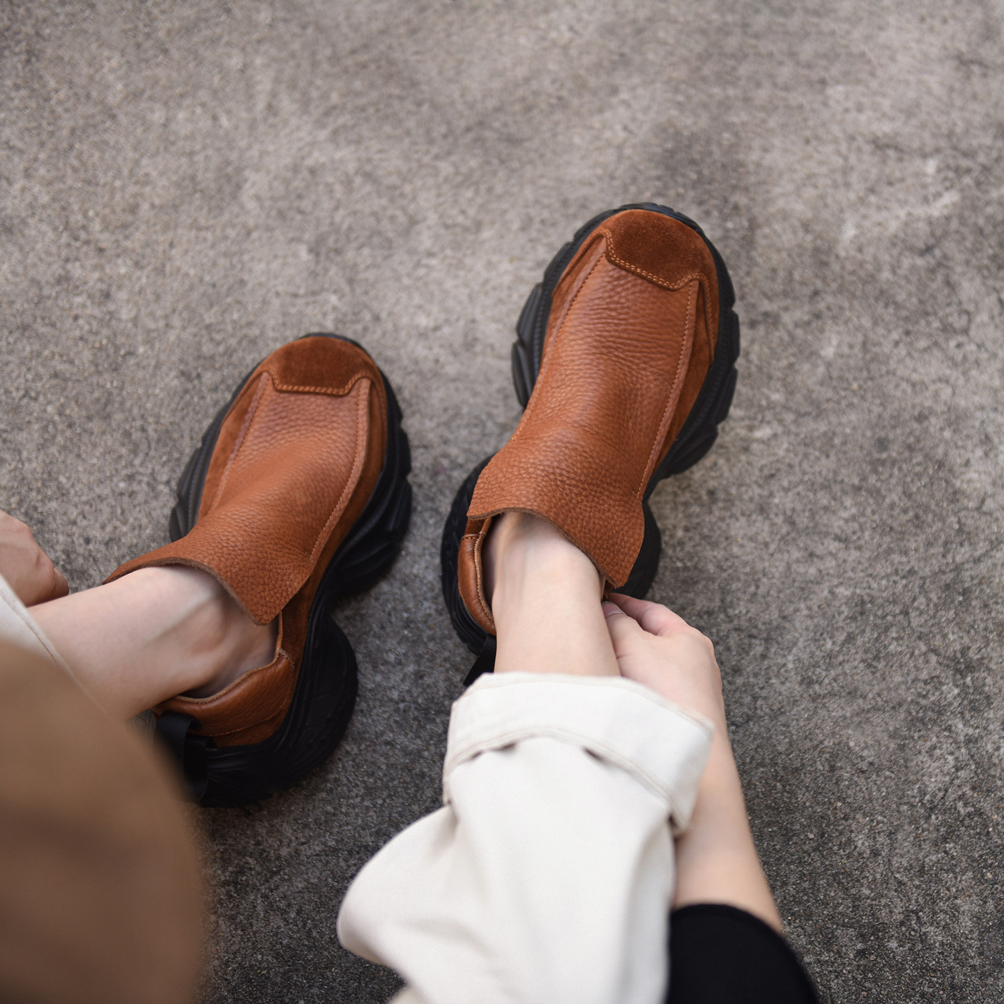 Artmu阿木原创厚底深口单鞋女2025新款一脚蹬乐福鞋黑色小皮鞋,淘宝优惠券,粉丝福利购,淘宝优惠卷