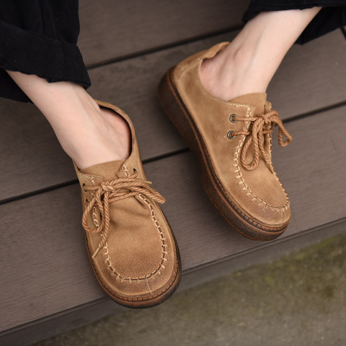 Artmu阿木原创复古真皮深口系带平底单鞋休闲鞋子女2026新款爆款,淘宝优惠券,粉丝福利购,淘宝优惠卷