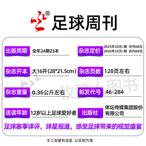 【冠军西班牙/哈兰德/C罗/梅西】足球周刊杂志2026年943期/增刊姆巴佩西卷美加墨世界杯欧冠阿森纳订阅体坛周报当代体育画刊过刊 - 图2
