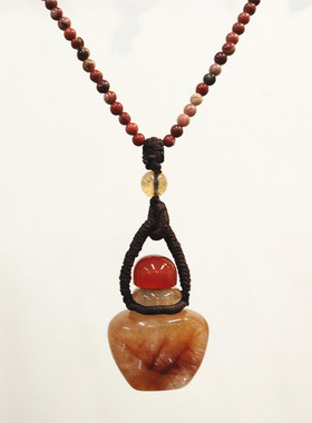 天然紅发晶水晶精油香水隨身瓶吊墜台湾手工香氛項鏈特价