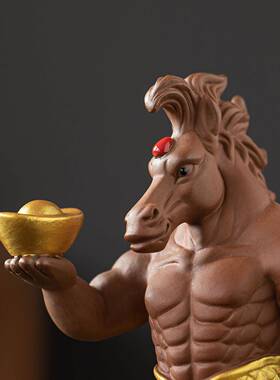 肌肉马创意陶瓷马摆件马年生肖吉祥物礼品个性家居桌面装饰品摆设