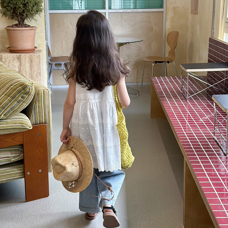 女童夏季透气棉背心气质甜美蕾丝提花叠穿背心裙防晒无袖罩衫裙,淘宝优惠券,粉丝福利购,淘宝优惠卷