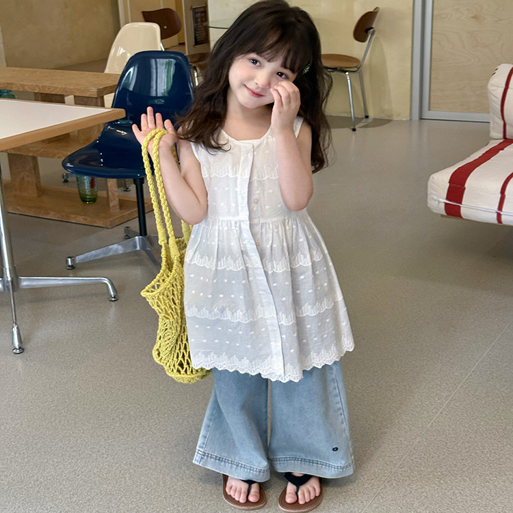 女童夏季透气棉背心气质甜美蕾丝提花叠穿背心裙防晒无袖罩衫裙,淘宝优惠券,粉丝福利购,淘宝优惠卷