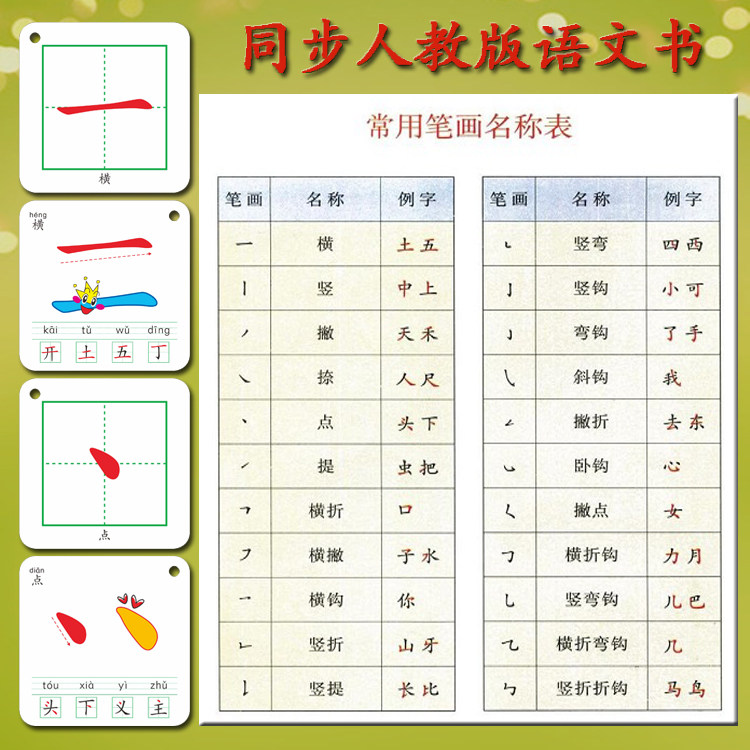 笔画卡片田字格偏旁部首笔顺字顺序幼儿园小学玩具大塑料材质水洗_虎窝淘