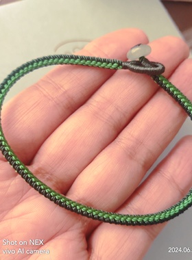 五行通关平衡五行补木翠绿墨绿双色手工编织粗3.5毫米手链脚链