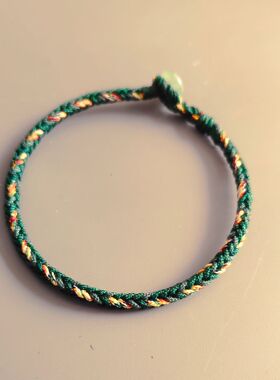 2026年本命年五行补木绿色加五色缕编织 手链脚链