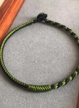 补木补水五行绳手链军绿加黑色八股四面佛