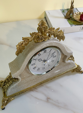 陶瓷复古时钟黄铜书房美式会所