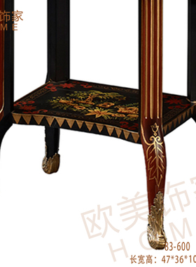 美式风全铜手绘小碎花角几摆件