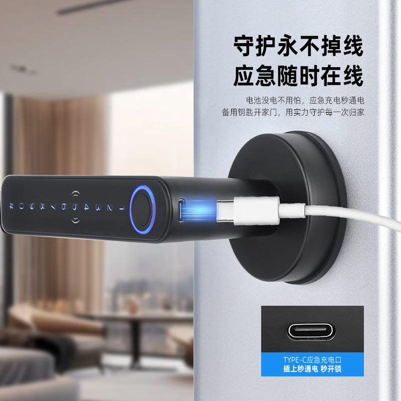指纹锁智能密码锁家用室内木门电子锁卧室房门办公室免开孔指纹锁 - 图1