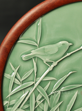 彭有权手工鸟语花香瓷板画