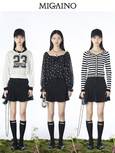 曼娅奴牛仔半身裙女2023春新款复古爱心小个子高腰短裙MN14EJ614 - 图1
