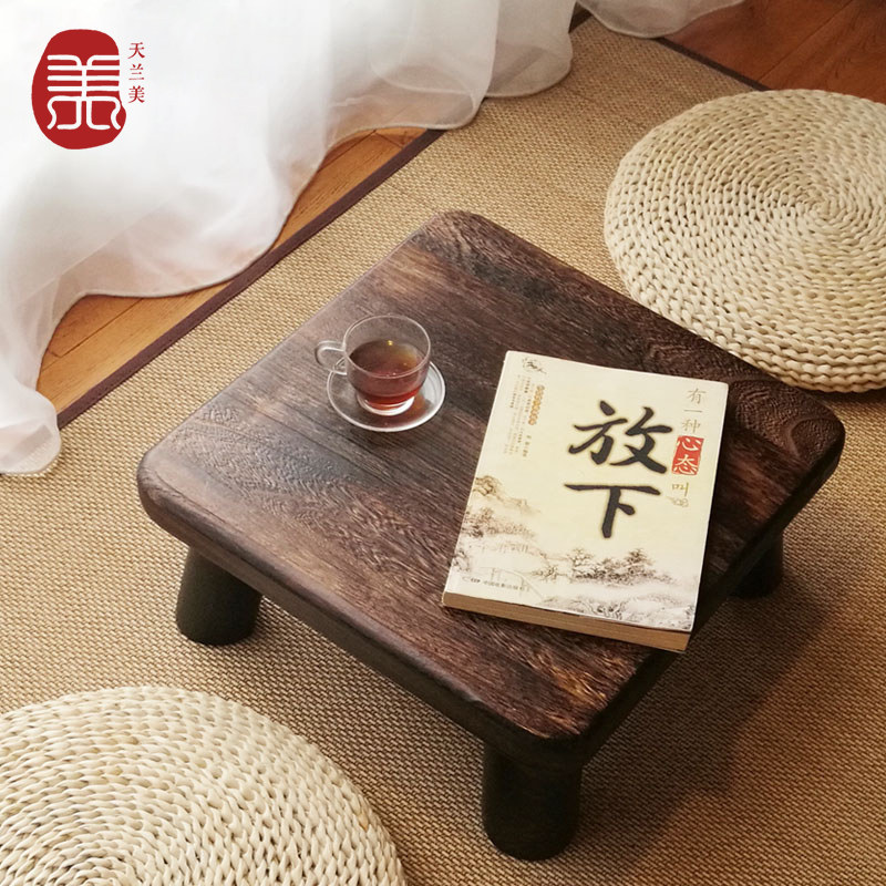 日式飘窗桌实木炕桌炕几榻榻米桌窗台床上迷你方桌小茶几矮茶桌子_虎窝淘