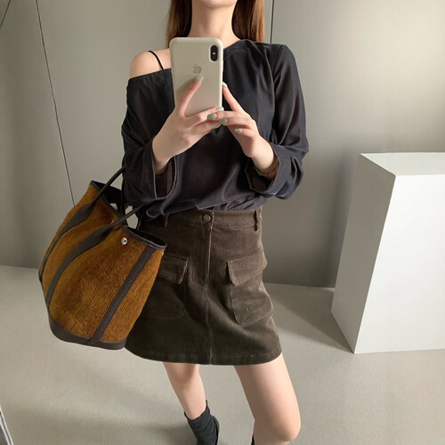 Enxi蒽茜21525韩系大圆领露肩垂感长袖衬衫女2026秋宽松百搭上衣 - 图2