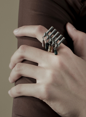 CHUNRAN原创925银嵌玛瑙戒指