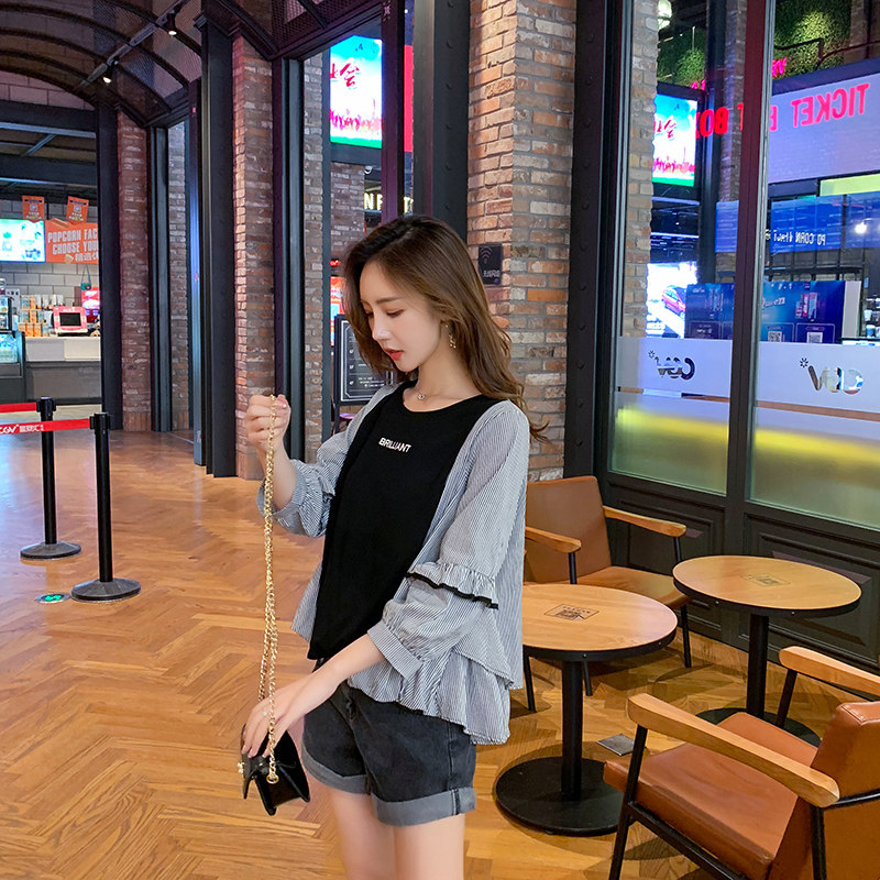 2020新款春夏韩版港味圆领娃娃衫 随衣服饰蕾丝衫/雪纺衫