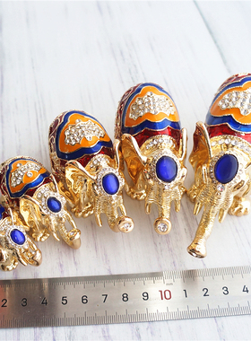 吉祥象首饰盒合金镶钻大象摆件旺事业有靠山家居办公装饰品摆件