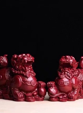 朱砂招财进宝一对公母貔貅聚财玄关摆件客厅摆件客厅旺宅2025新款