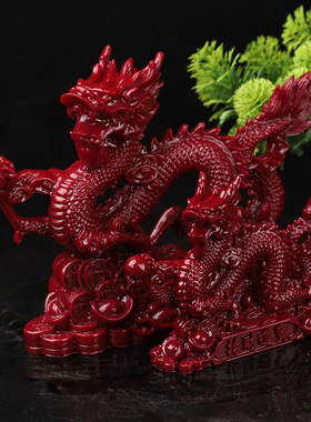 五爪朱砂紫砂龙招财进宝摆件