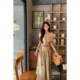 Sazuojia petite slanted shoulder/one-line collar top + skirt suit summer women's niche old money style ຊຸດສອງສິ້ນ