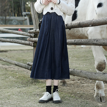 White Percolation Retro Art High Waist Denim Half Body Dress Skirt Woman 2023 Fall New Pine Loose Conspiculean Umbrella Dress