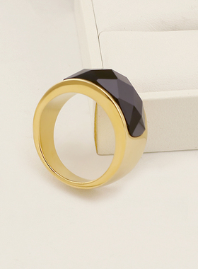 韩版镀金男士欧美风刻字钛钢戒指