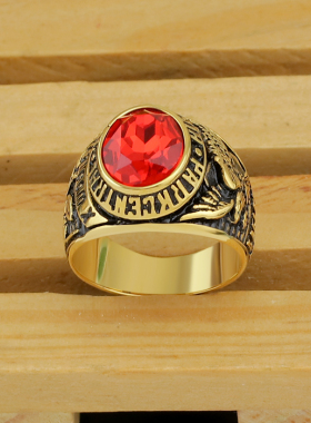 欧美复古钛钢霸气军校双鹰戒指