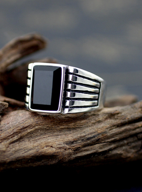 欧美复古戒指男简约不掉色送男友