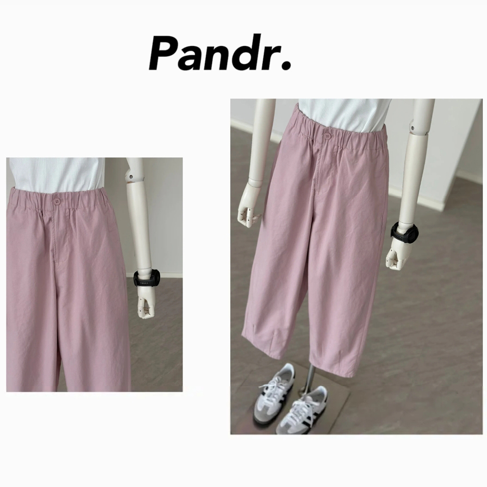 【PANDR】敲减龄粉色~奶奶裤夏季高腰宽松九分工装裤休闲哈伦裤女 - 图2