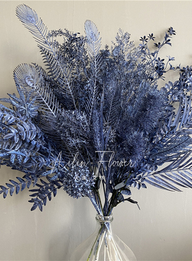 【宝蓝色①号链接】 婚礼仿真花宝蓝色系花材酒店迷雾草插花装饰