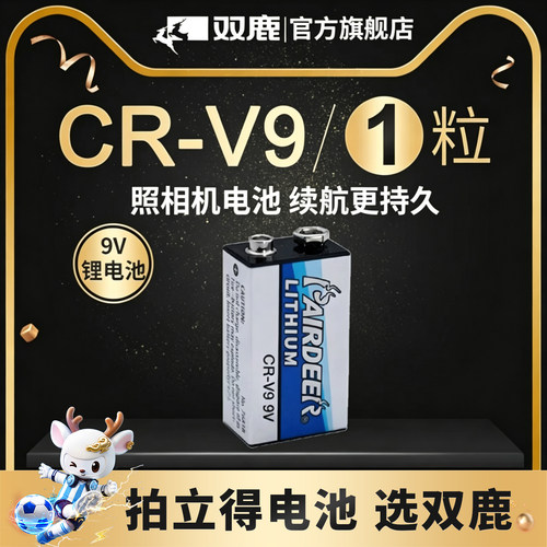 双鹿电池9V电池CR-V9一次性锂电池 1粒 - 图0