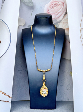 [掉色包换防敏]彩钻钛钢24K镀金莲花泰国佛牌链子可调节金属链