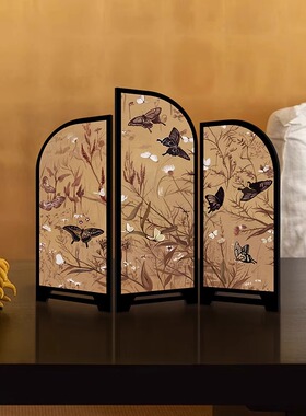 《墨竹》新中式屏风桌面摆件中古风创意玄关摆画茶桌摆台装饰画