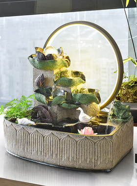 荷叶流水摆件循环水装饰造景