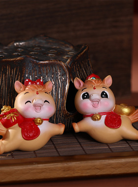汽车贴贴小马摆件生肖马年工艺品家居冰箱装饰吉祥物车载公仔新款