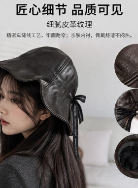 秋冬季时尚简约气质渔夫帽休闲显脸小盆帽日系复古大头围帽子女款