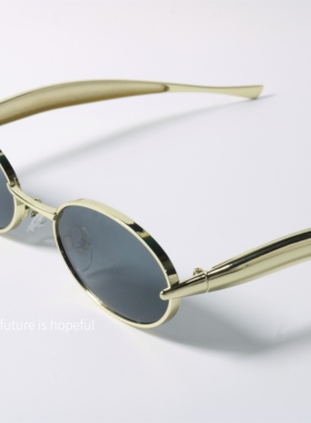 朋克风格金属椭圆框墨镜