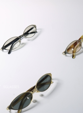 清冷金属窄框UV400近视可配墨镜