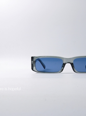 长方形窄框UV400近视蓝色墨镜